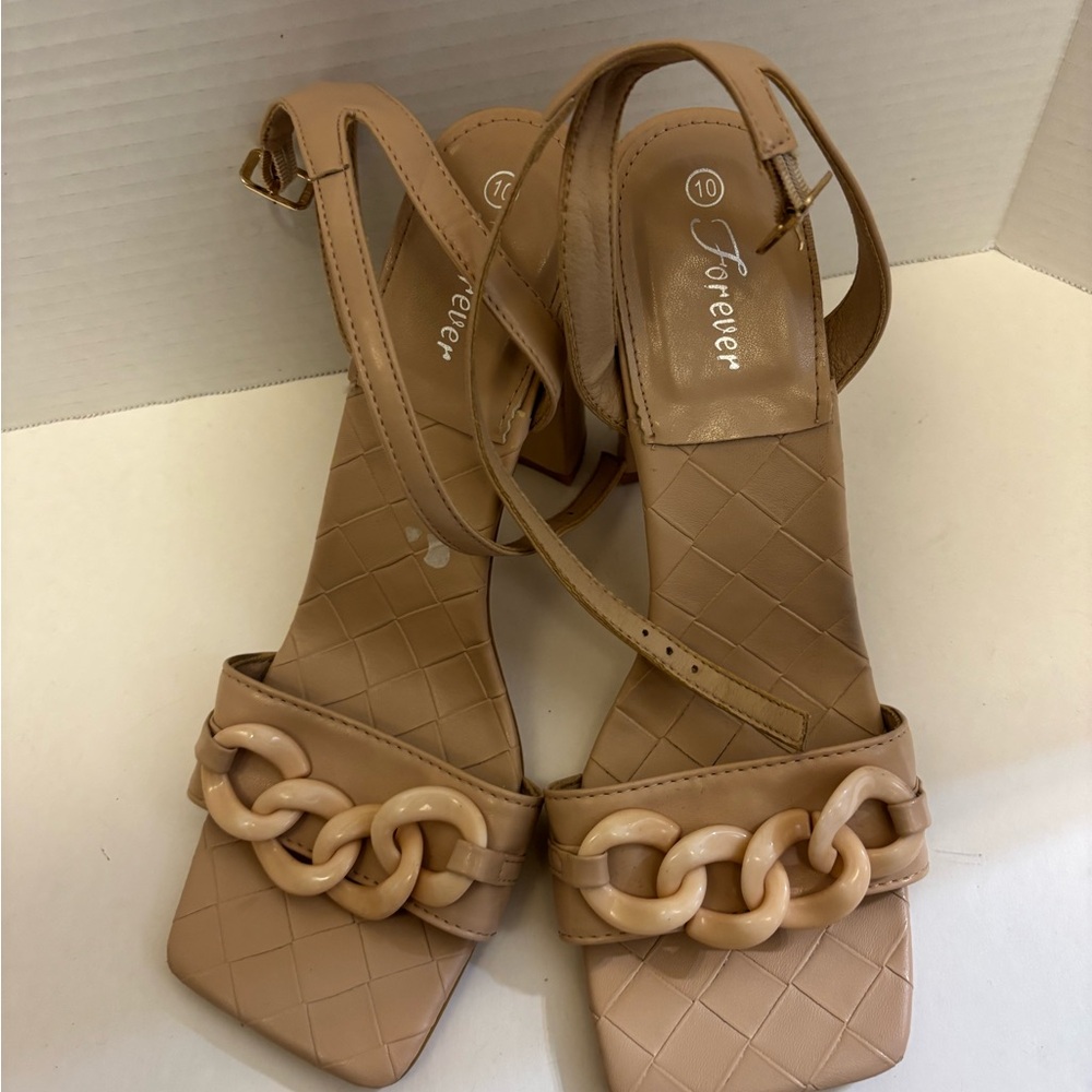 🔵Elegant Tan Block Heel Sandals - Picture 10 of 15